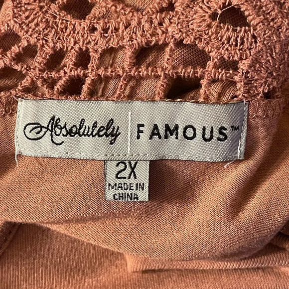 Women's Plus 2X Absolutely Famous Blush Blouse Cuffed Sleeve  Criss Cross - Picture 5 of 7